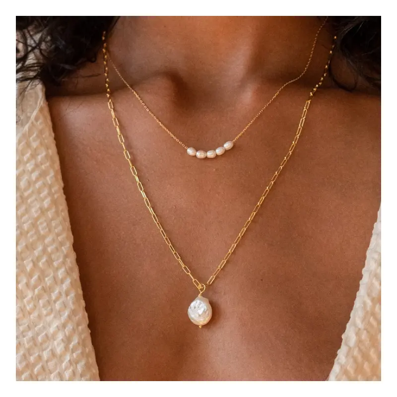 Sierlijke Vrouwen Sieraden Parel Gelaagdheid Ketting, Delicate Minimalistische Parel Kralen Ketting Bruidsmeisjes Geschenken