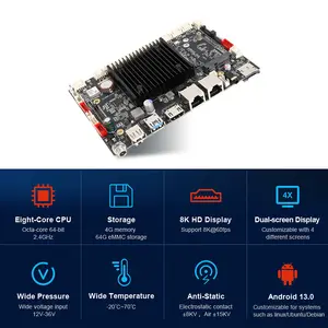 Industrial Grade Fanless RK3568 RK3588A Android Decoding Driver Integrated Board With DDR4 EMMC Wifi BT Ethernet 4G LTE For In