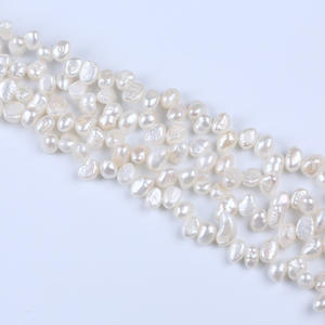 Cadena de Perlas Blancas de Agua Dulce Naturales Barrocas de 7-8 mm, 37 Agujeros, Doble Cara, para Manualidades, Venta al Por Mayor del Fabricante - Product Image 4