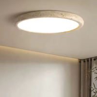 Luminaire LED moderne de salon de forme ronde en pierre de travertin naturel beige, anneau fin, surface en travertin, montage mural, personnalisable