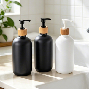 Anneau en bambou noir blanc shampooing en plastique bouteille vide matériau PET pour stocker le shampooing pour emballage cosmétique - Product Image 2