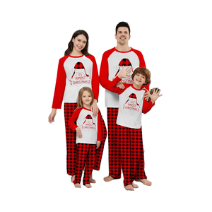 Pyjamas d'hiver européens et américains décontractés Vêtements de maison de Noël Costume Chapeau respirant Lettre Impression numérique Patchwork à carreaux pour - Product Image 1