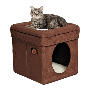 บ้านแมวทรงลูกบาศก์ ODM OEM รุ่น Original Curious Cube พร้อมที่นอนบุนุ่มสบาย ป้องกันลม - Product Image 1