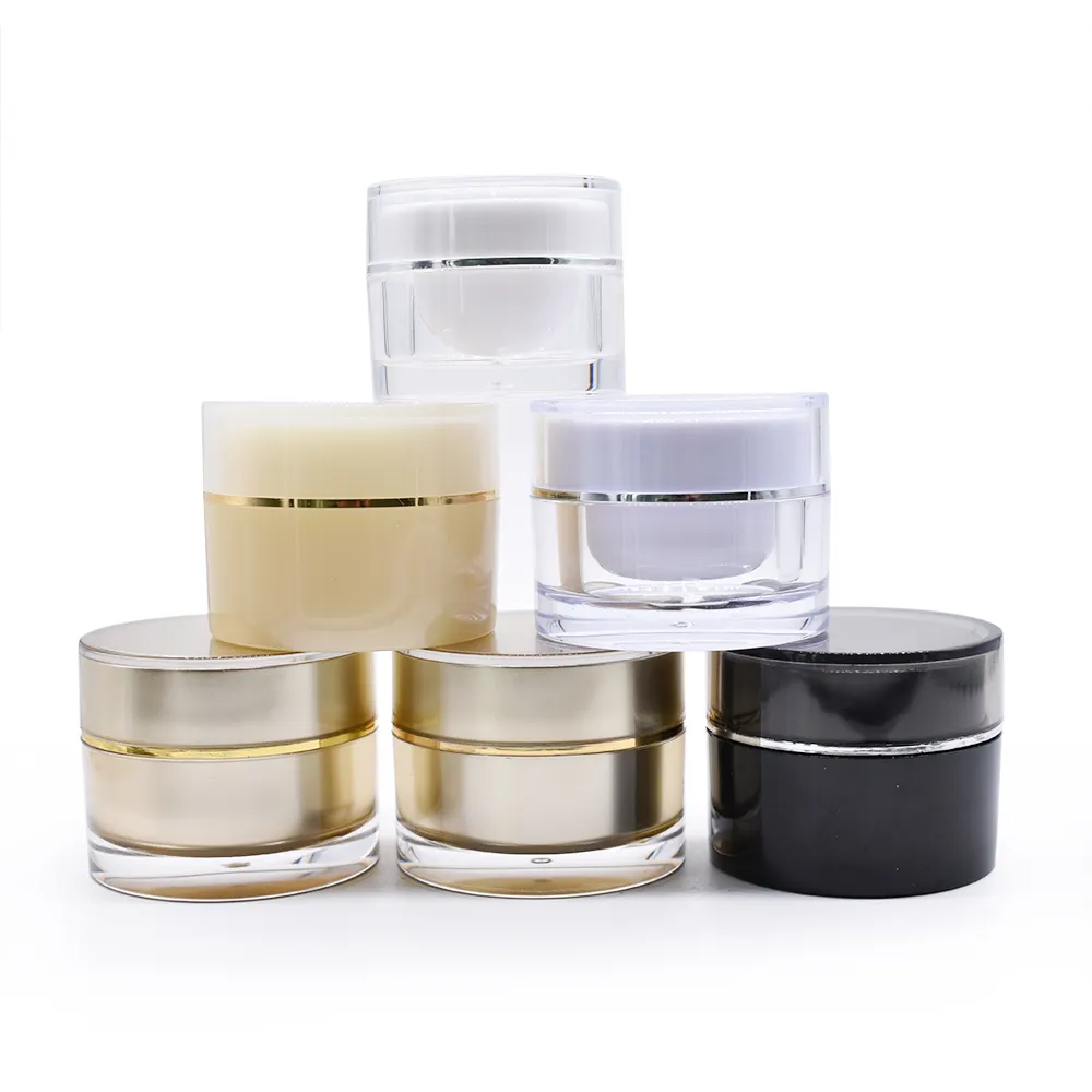 Luxury skin care cosmetic container gold black white acrylic cream jar