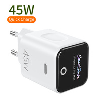 Chargeur intelligent de bureau AI 45W avec prise EU 1 Type-C et visualisation automatique de la puissance en temps réel pour ordinateur portable, téléphone et tablette