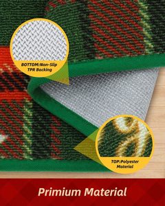 Alfombras de Entrada Antideslizantes con Diseño de Cuadros Verdes de <span class=keywords><strong>Navidad</strong></span>, 17"x30", Lavables a Máquina, para Interiores, Puerta Delantera y Trasera - Product Image 2