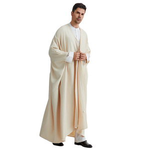 Nuovo arrivo musulmano arabo da uomo Thobe Thawb Caftan tinta unita abito da uomo abiti <span class=keywords><strong>musulmani</strong></span> Kimono largo Abaya Thobes per uomo - Product Image 5