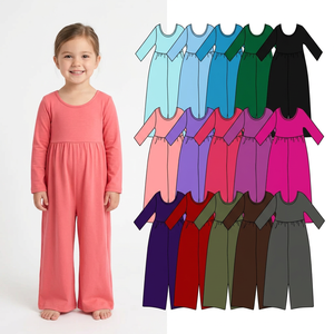 Combinaisons en coton tricoté pour bébés et petites filles, couleur personnalisable, manches longues, col rond, douces, décontractées, pour l'automne - Product Image 1