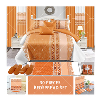 Grandes Ventes Ensemble de Literie de 30 Pièces King Size Imprimé avec Rideaux et Ensembles de Bain, Couette Rembourrée en Coton