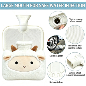 Wholesale Removable Cute Cartoon Stuffed Animal <strong>Hot</strong> <strong>Water</strong> Bag Plush Lamb <strong>Sheep</strong> Cover for 1500ml Rubber <strong>Hot</strong> <strong>Water</strong> <strong>Bottle</strong> - Product Image 2