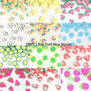 Logotipo personalizado 100PCS Bolsa Rebanada <span class=keywords><strong>de</strong></span> fruta Diseñador Nail Charms Acrílico Colorido 3D Mixed Fruit Nail Art Charms - Product Image 6