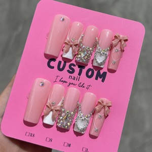 <span class=keywords><strong>Uñas</strong></span> <span class=keywords><strong>Postizas</strong></span> Acrílicas 3D Hechas a Mano al por Mayor, Forma Ataúd Larga, 10 Uds., <span class=keywords><strong>Uñas</strong></span> Falsas Reutilizables - Product Image 2