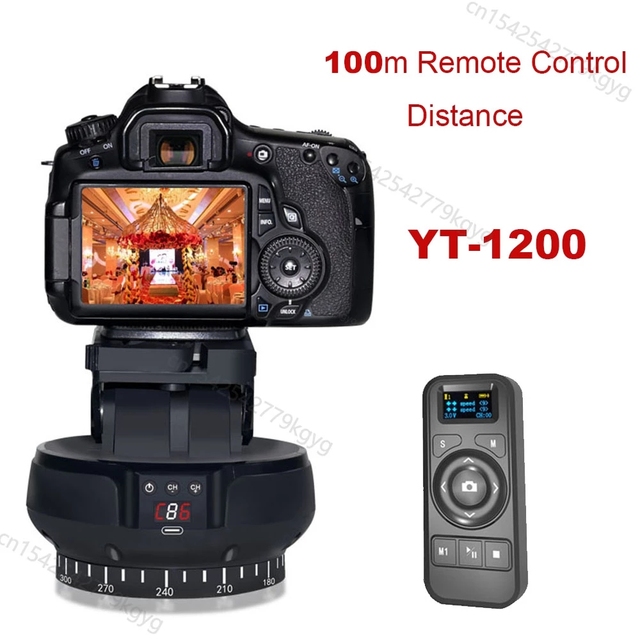 YT-1200 Auto Motorized Rotating Panoramic Head Remote Control Pan Tilt Video Tripod Head Stabilizer for Video Shooting