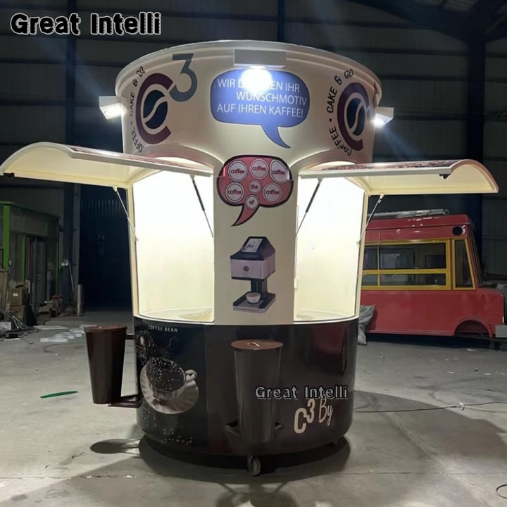 Beautiful Design OEM Cafe Kiosk Mobile Business Concession Stand Ice Cream Coffee Kiosk Design in Mall High Quality Food Kiosk
