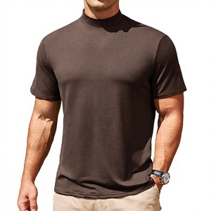 Camiseta Básica de Manga Corta con Cuello Alto Simulado para Hombre, Personalizada, OEM, Venta al Por Mayor - Product Image 1