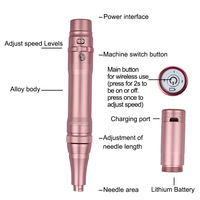 Machine à tatouer permanente sans fil 5 couleurs Dermographe électrique PMU pour microblading des sourcils avec aiguilles à cartouche