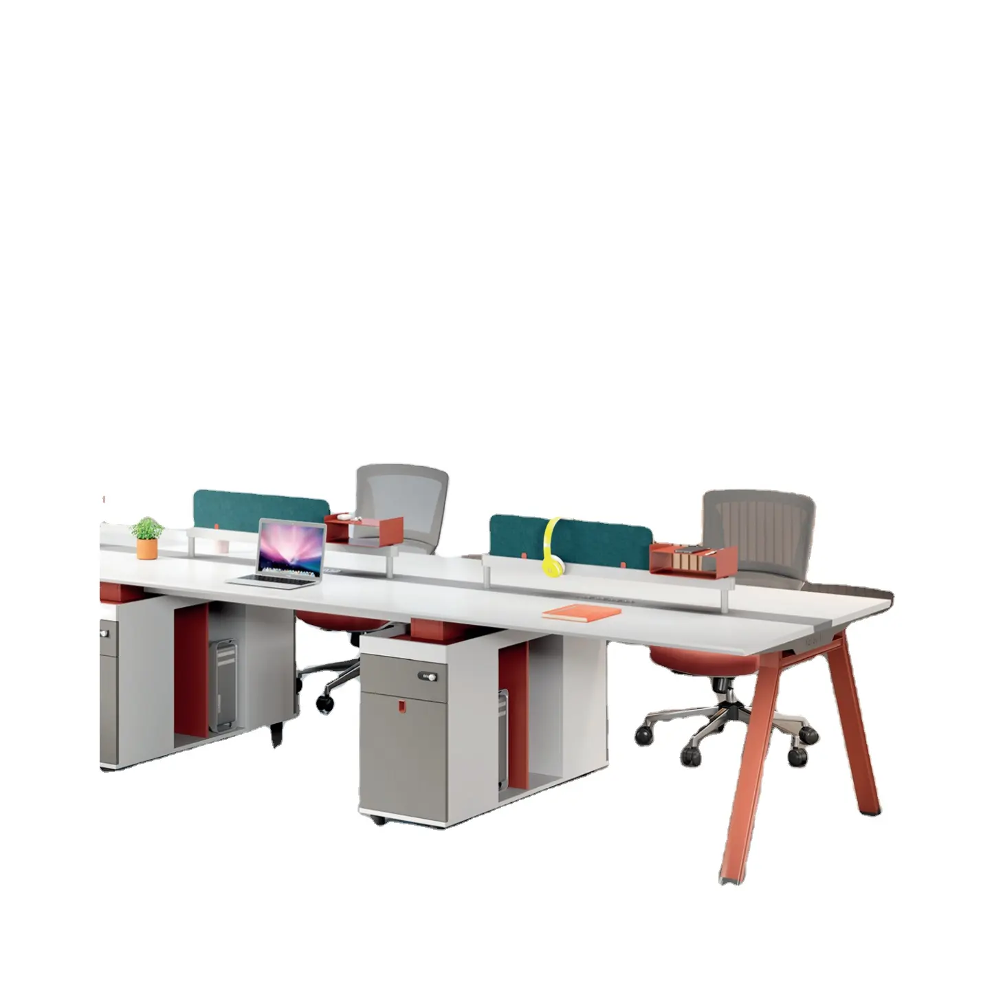 Mobiliario de oficina de madera de diseño moderno Escritorio de oficina individual para 2 personas