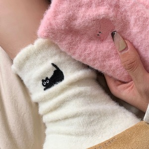 Vente en gros logo personnalisé <span class=keywords><strong>chat</strong></span> brodé mignon design hiver chaud intérieur corail polaire douillet peluche maison dormir pantoufles chaussettes - Product Image 4