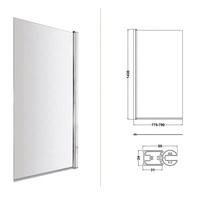 Paroi de douche sans cadre en verre carré de 6 mm avec panneau fixe et portes battantes, profilé aluminium chromé poli