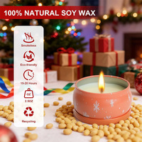 Ensemble cadeau de 6 bougies parfumées en boîte métallique de Noël avec logo personnalisé, mini boîtes de voyage en métal, bougies en cire de soja, parfum de Noël, boîte cadeau avec Père Noël et bonhomme de neige
