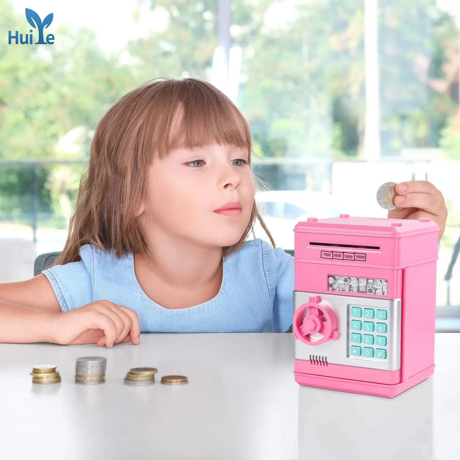Huiye индивидуальная маленькая Копилка Банкомат с автоматическим вращением денег, паролем, безопасная копилка, детская электронная копилка, игрушка для детей