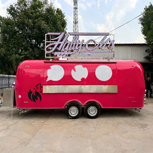 Chariot de vente ambulante de crème glacée rouge fraise, véhicule de service alimentaire mobile, équipement de restauration en acier inoxydable à 4 roues - Product Image 2