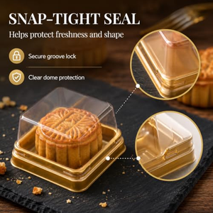 Boîtes en plastique PET pour pâtisseries, gâteaux de lune, avec couvercle en dôme, mini boîtes rectangulaires pour sushis, sucre, aliments pour bébés, gâteaux - Product Image 4