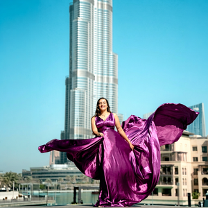 Nuevo Vestido Largo Elegante Morado de Seda Satinada para Sesión de Fotos, Estilo Dubái, Vestido de Noche de Satén - Product Image 1