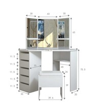Miroir de maquillage moderne minimaliste en bois massif assemblé, table de toilette multifonctionnelle pour la maison, armoire de rangement triangulaire pour chambre à coucher