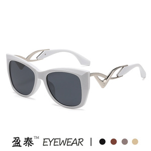แว่นกันแดดทรงแคทอาย ยี่ห้อ Yingtai สีน้ำตาล กรอบพลาสติกผสมโลหะ ป้องกันรังสียูวี 400 แฟชั่นสำหรับผู้หญิง สไตล์สตรีท - Product Image 3