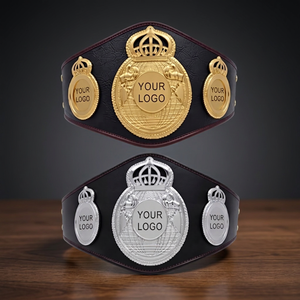 Custom Personalized Boxing Judo Taekwondo MMA Championship <b>Belt</b> Gold Silver PU Leather Breathable Unisex Durable Training - Product Image 3