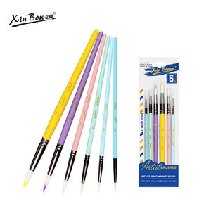 Juego de 6 Pinceles para Acuarela/Acrílico/Pintura al Óleo, Mangos de Madera Duraderos, Pelo de Nailon, 4 Formas, Diseño Colorido - 25.5x8.6cm - Product Image 4