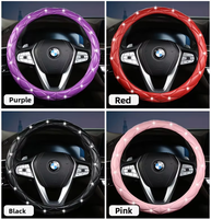 Nouvelle housse de volant luxueuse en diamant pour femmes, adaptée à Volkswagen Golf et Ford Mustang