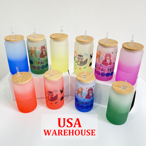 Sublimation artisanat de sublimation cadeaux personnalisés verres à boire de forme élégante 16oz sublimation blanc couleur froide canette de bière tasses en verre pour impression presse à chaud - Product Image 1