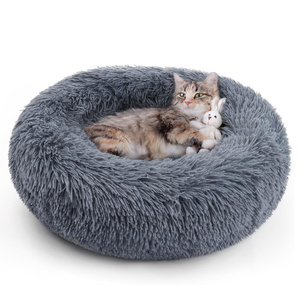 Cama Redonda y Esponjosa para Perros y Cachorros, Lavable a Máquina, Antideslizante, Relajante, de Felpa Suave, Tipo Donut, para Gatos, para Interiores del Hogar - Product Image 1