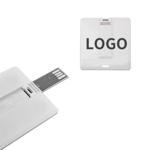 PVC Square Shape Flash Drive Custom Logo Mini Plastic USB 2.0 Card Flash Drive for Business