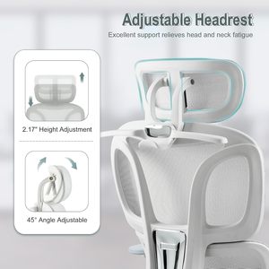 High Back Mesh Ergonomic Office Chair, Reclining <b>Desk</b> Chair with Footrest, Coat Hanger, Lumbar Support & Sponge Seat - Product Image 4