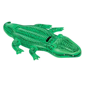 Brinquedo de crocodilo inflável de pvc, grosso, durável, de vinil, realista, de inflar, de jacaré, brinquedo com alças
