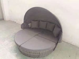 Hot Koop Outdoor Ligstoel Rieten Rotan Ronde Ligbed Met Luifel Patio Meubels - Product Image 3