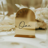 Cartes de table et de plateau personnalisées en acrylique doré miroir givré haute transparence pour mariages et conférences, autres formes
