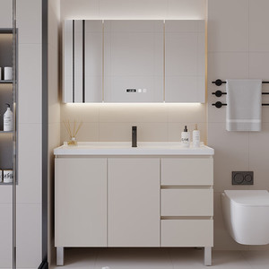 Nouvelle armoire de salle de bain zhineng sur pied avec lavabo intégré en céramique et miroir intelligent - Product Image 3
