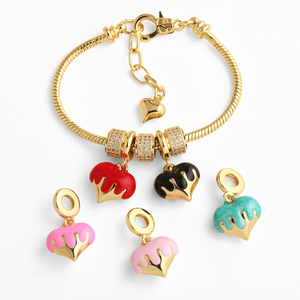 ASJEWELRY-Pendientes de corazón de burbuja chapados en oro para joyería, colgantes de corazón de colores esmaltados, 2507 Pdta358 - Product Image 1