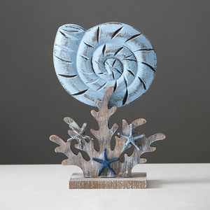 Adornos de vida marina de madera estilo mediterráneo, juego de varias piezas, hechos a mano para decoración de la sala de estar - Product Image 3