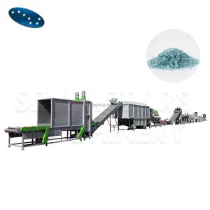 PET bottle recycling machine / plastic drinking bottle hot washer line for AAA fiber use