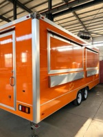 Remorque alimentaire carrée en acier inoxydable de couleur orange, fournie par l'usine, unité de restauration mobile commerciale, cuisine complète, restauration rapide, crème glacée