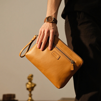 Produsen menyesuaikan gaya tangan di bawah lengan tas pria Organizer dompet Tablet Case pria kulit bisnis tas Clutch