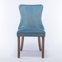 Chaise de salle à manger rembourrée en velours, dossier capitonné avec boutons, garniture à clous, pieds en bois, chaise d'appoint pour cuisine, restaurant, hôtel