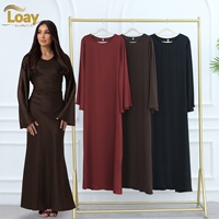Robe simple à manches longues en polyester de couleur unie TikTok