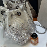 Pochette de soirée de luxe scintillante de style créateur, faite à la main, pour mariage et fête, avec logo personnalisé, vente en gros, mini sac géométrique en strass de cristal