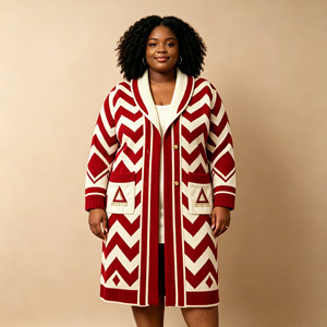 <span class=keywords><strong>Cardigan</strong></span> in Maglia Rosso <span class=keywords><strong>con</strong></span> <span class=keywords><strong>Collo</strong></span> <span class=keywords><strong>a</strong></span> <span class=keywords><strong>Scialle</strong></span> e Motivo, Lunghezza Media, Manica Lunga, per Donna, Maglione Ricamato per Gruppi e Confraternite, Capospalla - Product Image 1